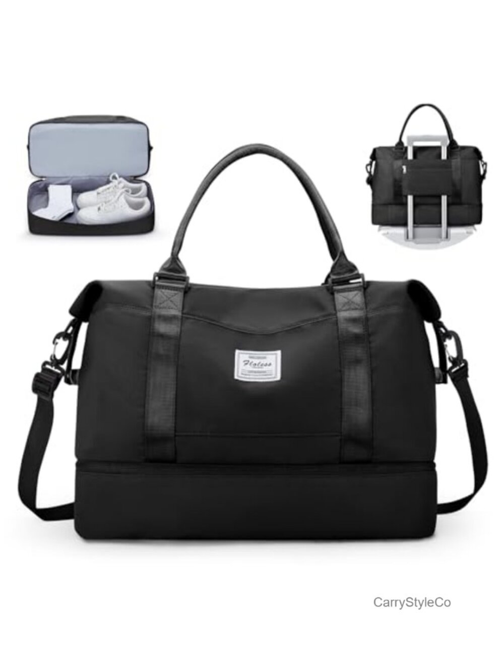 Travel Duffel Bag Overnight Weekender with Wet Pocket Shoe Compartment